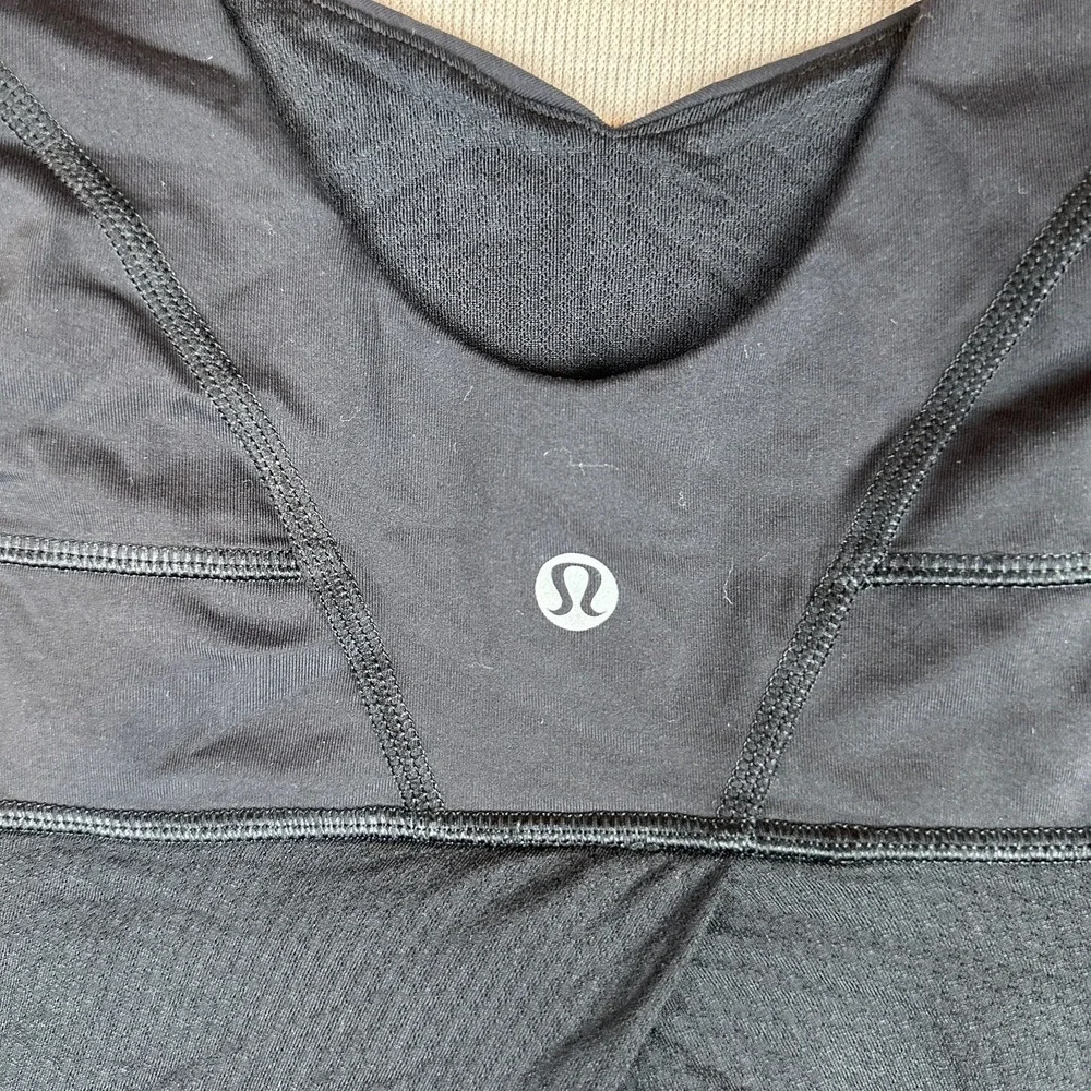 Lululemon Run Tame Me Tank Black Drawstring Cord Racerback Womens Sz 6